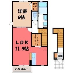 宇都宮駅 バス18分  砂田街道入口下車：停歩9分 2階の物件間取画像